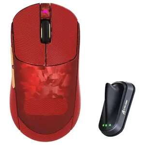 Attack Shark RS3 Ultra Carbon Fiber Wireless Gaming Mouse, PAW3955MAX Optical Sensor, 52000 DPI, Dual 8K Polling Rate, Nordic 54L15 MCU, 100M Optical Switches, 500mAh Battery, Red