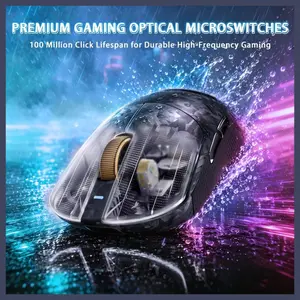 Attack Shark RS3 Ultra Carbon Fiber Wireless Gaming Mouse, PAW3955MAX Optical Sensor, 52000 DPI, Dual 8K Polling Rate, Nordic 54L15 MCU, 100M Optical Switches, 500mAh Battery, Black