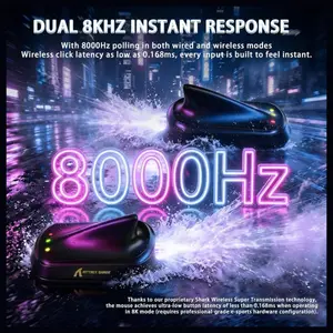 Attack Shark RS3 Ultra Carbon Fiber Wireless Gaming Mouse, PAW3955MAX Optical Sensor, 52000 DPI, Dual 8K Polling Rate, Nordic 54L15 MCU, 100M Optical Switches, 500mAh Battery, Black