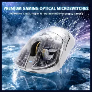 Attack Shark RS3 Ultra Carbon Fiber Wireless Gaming Mouse, PAW3955MAX Optical Sensor, 52,000 DPI, Dual 8K Polling Rate, Nordic 54L15 MCU, 100M Optical Switches, Web Driver, Silver