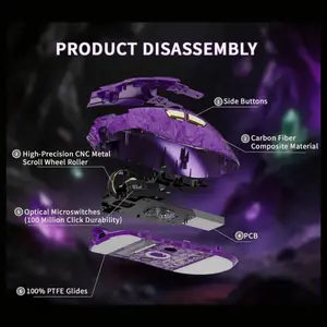 Attack Shark X11 Ultra 8K Carbon Fiber Wireless Gaming Mouse, PAW3950MAX Sensor, 42000 DPI, Dual 8000Hz Polling Rate, Tri-Mode BT/2.4GHz/Wired, 100 Million Clicks, Purple