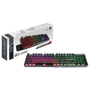 MSI Vigor GK71 Sonic RGB Mechanical Gaming Keyboard, MSI Sonic Red Linear Switches 35g, MSI ClearCaps Per-Key RGB Illumination, Smart Dual Touch Volume Scroll
