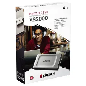 Kingston XS2000 High Performance Portable SSD, 4TB, USB 3.2 Gen 2x2 USB-C, Up to 2000MB/s, SXS2000/4000G