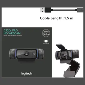Logitech C920S HD Pro Webcam, 1080P Video Calls and Recording, HD Auto-Focus and Light Correction, Stereo Audio With Dual Mics, Privacy Shutter, 960-001252 / 960-001257