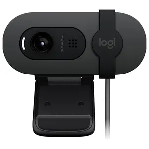 Logitech BRIO 100 Webcam, Full HD 1080p 30fps, RightLight 2 Auto-Light Balance, Built-In Mic, Integrated Privacy Shutter, USB-A Plug-and-Play, Graphite