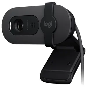 Logitech BRIO 100 Webcam, Full HD 1080p 30fps, RightLight 2 Auto-Light Balance, Built-In Mic, Integrated Privacy Shutter, USB-A Plug-and-Play, Graphite