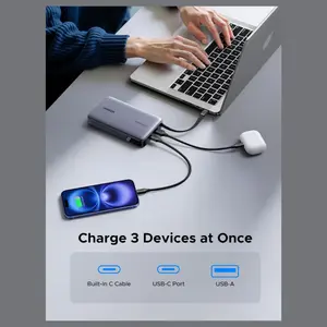 UGREEN Nexode 20000mAh Power Bank, 145W Total Output, Up to 100W USB-C, Built-in USB-C Cable, 72Wh Fast Charging, Model 55992B