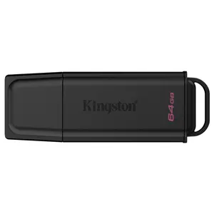 Kingston DataTraveler Exodia USB-A Flash Drive, 64GB Storage, USB 3.2 Gen 1 5Gb/s, Snap-On Cap, Colored Keyring Hole, Timeless Black DTXG2/64GB