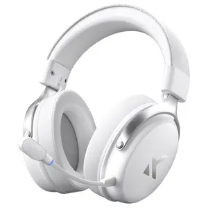 MCHOSE V9 Pro Wireless Gaming Headset, 2.4GHz Bluetooth And USB, 53mm Drivers, AI Noise-Canceling Mic, Virtual 7.1 Surround Sound, Up to 250 Hours Play Time, Icy White