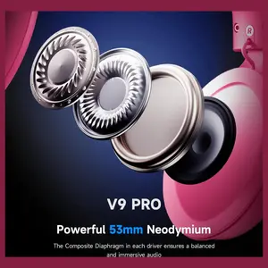 MCHOSE V9 PRO Wireless Gaming Headset, 7.1 Surround Sound, 53mm Neodymium Drivers, 2.4GHz Wireless and BT 5.3 and Wired, 15ms Low Latency, AI Noise-Canceling Mic, 250Hr Battery, Rose and Red