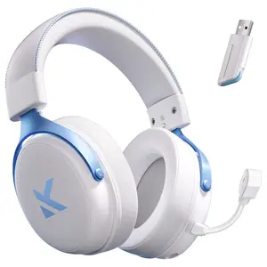 MCHOSE V9 PRO Wireless Gaming Headset, 7.1 Surround Sound, 53mm Neodymium Drivers, 2.4GHz Wireless and BT 5.3 and Wired, 15ms Low Latency, 250Hr Battery, White and Blue
