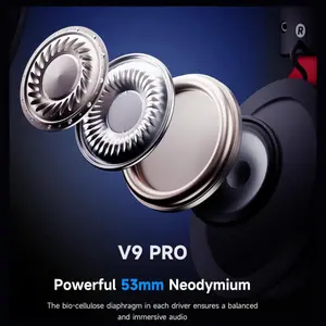 MCHOSE V9 PRO Wireless Gaming Headset, 7.1 Surround Sound, 53mm Neodymium Drivers, 2.4GHz Wireless and BT 5.3 and Wired, 15ms Low Latency, 250Hr Battery, Black and Red