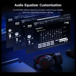 MCHOSE V9 PRO Wireless Gaming Headset, 7.1 Surround Sound, 53mm Neodymium Drivers, 2.4GHz Wireless and BT 5.3 and Wired, 15ms Low Latency, 250Hr Battery, Black and Red