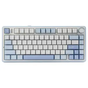 AULA F75 75% Gasket Wireless Mechanical Keyboard, Hot-Swappable, 16.8 Million Color RGB, Bluetooth 2.4G Wireless and Wired, Sea Salt Blue