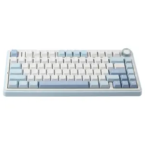 AULA F75 75% Gasket Wireless Mechanical Keyboard, Hot-Swappable, 16.8 Million Color RGB, Bluetooth 2.4G Wireless and Wired, Sea Salt Blue