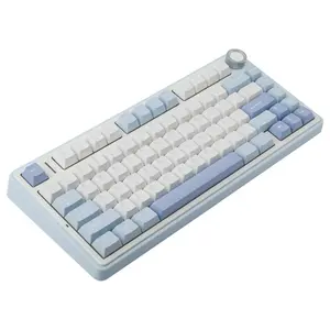 AULA F75 75% Gasket Wireless Mechanical Keyboard, Hot-Swappable, 16.8 Million Color RGB, Bluetooth 2.4G Wireless and Wired, Sea Salt Blue
