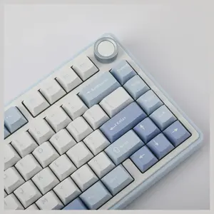 AULA F75 75% Gasket Wireless Mechanical Keyboard, Hot-Swappable, 16.8 Million Color RGB, Bluetooth 2.4G Wireless and Wired, Sea Salt Blue