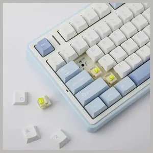 AULA F75 75% Gasket Wireless Mechanical Keyboard, Hot-Swappable, 16.8 Million Color RGB, Bluetooth 2.4G Wireless and Wired, Sea Salt Blue