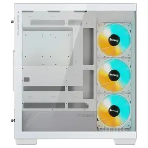 Gigabyte C500 Panoramic Stealth Ice Mid Tower PC Gaming Case, 270 Degree Panoramic 4mm Tempered Glass, USB 3.2 Gen2 Type-C, 4X ARGB Fans Included, White