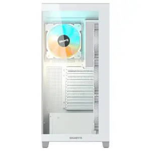 Gigabyte C500 Panoramic Stealth Ice Mid Tower PC Gaming Case, 270 Degree Panoramic 4mm Tempered Glass, USB 3.2 Gen2 Type-C, 4X ARGB Fans Included, White