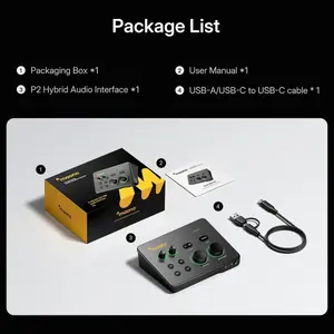 Maono P2 USB Hybrid Audio Interface, USB-C Plug and Play, Up to 56dB Clean Gain, 192kHz High-Resolution Audio, Dual XLR and TRS Combo Inputs