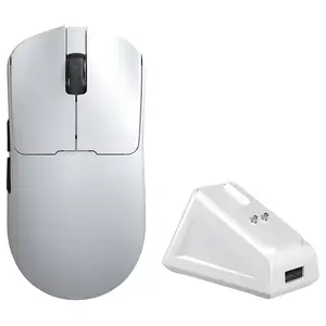 Aula SC380Pro Gaming Mouse, 55g Lightweight, PixArt 3311 Sensor, Up to 12,000 DPI, 1000Hz Polling Rate, Tri-Mode 2.4G Wireless Bluetooth and Wired, Charging Dock, White