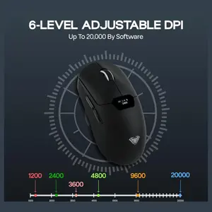 AULA SC390 Lightweight Gaming Mouse With Display Screen, PAW3311 Optical Sensor, Up To 20,000 DPI, 1000Hz Polling Rate, Bluetooth 2.4GHz Wireless and USB-C Wired, Black