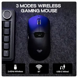 AULA SC390 Lightweight Gaming Mouse With Display Screen, PAW3311 Optical Sensor, Up To 20,000 DPI, 1000Hz Polling Rate, Bluetooth 2.4GHz Wireless and USB-C Wired, Black