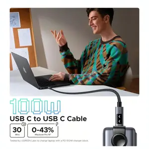 UGREEN Uno 100W USB C to USB C Charger Cable, 1 Meter, 20V 5A Fast Charging, E-Marker Chip, 480Mbps Data Sync, Model 35501