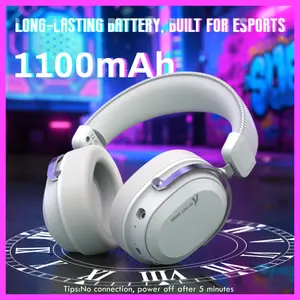 ATTACK SHARK L30 PRO Wireless Gaming Headset, Tri-Mode Connectivity 2.4GHz Bluetooth 3.5mm AUX, 7.1 Surround Sound, 50mm Drivers, 20ms Low Latency, 1100mAh Battery, White
