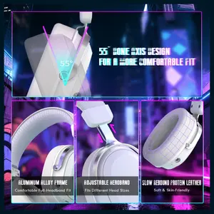 ATTACK SHARK L30 PRO Wireless Gaming Headset, Tri-Mode Connectivity 2.4GHz Bluetooth 3.5mm AUX, 7.1 Surround Sound, 50mm Drivers, 20ms Low Latency, 1100mAh Battery, White