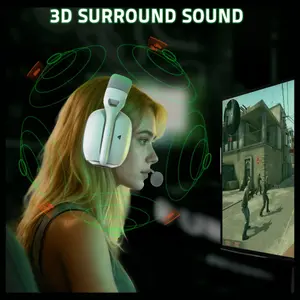 ATTACK SHARK L80 PRO Wireless Gaming Headset, 20ms Low Latency, Dual Microphone System, 40mm Speaker Drivers, Bluetooth 5.3 2.4GHz and Wired, 300mAh Battery, White