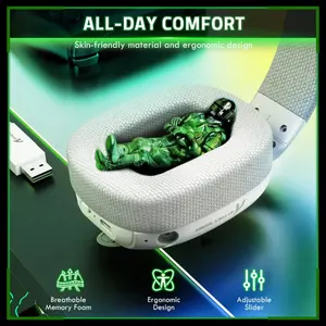 ATTACK SHARK L80 PRO Wireless Gaming Headset, 20ms Low Latency, Dual Microphone System, 40mm Speaker Drivers, Bluetooth 5.3 2.4GHz and Wired, 300mAh Battery, White