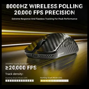 ATTACK SHARK R11 ULTRA Carbon Fiber Wireless Gaming Mouse, PAW3950MAX Sensor, Wireless 8000Hz Polling Rate, 49g Superlight, Omron Optical Micro Switches, Weave Black