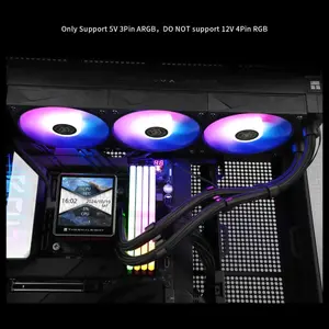 Thermalright Grand Vision 360 ARGB CPU AIO Cooler, 3.4 Inch IPS LCD 480x480, 360mm Aluminum Radiator, 120mm PWM Fan, for AM4 and AM5 and Intel LGA1700 and 1851, Black