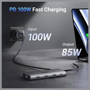 Ugreen Revodok Pro 210 Docking Station, 10-in-1 USB-C Dock Dual HDMI 4K@60Hz Single 8K@30Hz, 100W PD, 5Gbps USB-C and USB-A Data Ports, Gigabit Ethernet, SD and TF Card Reader, 15534