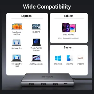 Ugreen Revodok Pro 210 Docking Station, 10-in-1 USB-C Dock Dual HDMI 4K@60Hz Single 8K@30Hz, 100W PD, 5Gbps USB-C and USB-A Data Ports, Gigabit Ethernet, SD and TF Card Reader, 15534