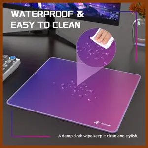 ATTACK SHARK CM03 Gaming Mouse Pad, Rainbow Film Coated Surface, Smooth Glide and Precise Tracking, Water-Resistant, Non-Slip Rubber Base, 16.1" x 12.2" x 0.16" in, Purple