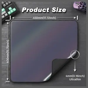 ATTACK SHARK CM03 Gaming Mouse Pad, Esports Speed Large Mouse Mat, Waterproof Surface, Anti-Slip Rubber Base, XL 17.72" x 15.75" x 0.16", Holographic Rainbow Coated Gradual Gray