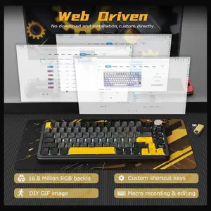 ATTACK SHARK X85 Pro 75% TKL Wireless Mechanical Gaming Keyboard, Triple Mode, TFT Display and CNC Knob, Gasket Mount, Hot Swappable, QMK Web Driven, 4000mAh Battery, Linear Blueberry Switches, Black