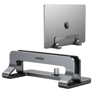 UGREEN Adjustable Vertical Laptop Stand 20471, Adjustable Width 0.5" to 1" for up to 17.3" Laptops, Aluminum Alloy, Anti-Slip Silicone Pads