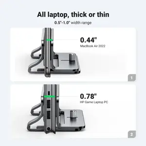 UGREEN Adjustable Vertical Laptop Stand 20471, Adjustable Width 0.5" to 1" for up to 17.3" Laptops, Aluminum Alloy, Anti-Slip Silicone Pads