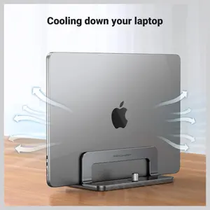 UGREEN Adjustable Vertical Laptop Stand 20471, Adjustable Width 0.5" to 1" for up to 17.3" Laptops, Aluminum Alloy, Anti-Slip Silicone Pads
