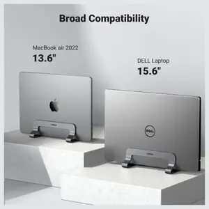 UGREEN Adjustable Vertical Laptop Stand 20471, Adjustable Width 0.5" to 1" for up to 17.3" Laptops, Aluminum Alloy, Anti-Slip Silicone Pads