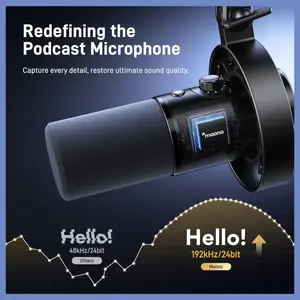 MAONO PD300XS Podcast Dynamic Microphone Set, XLR and USB Microphone, 192kHz/24bit Sampling, Boom Arm Stand, Metal Mic with Mute Tap