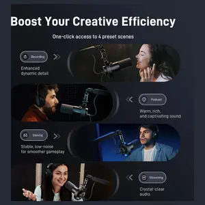 MAONO PD300XS Podcast Dynamic Microphone Set, XLR and USB Microphone, 192kHz/24bit Sampling, Boom Arm Stand, Metal Mic with Mute Tap