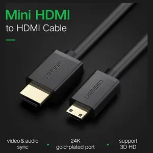 UGREEN 11167 4K Mini HDMI to HDMI Cable, 1.5 Meters, 4K at 30Hz, 3D Support, Ethernet and Audio Return, Gold-Plated Connectors