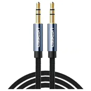 UGREEN 10686 3.5mm Male to Male AUX Audio Cable, 1.5 Meter, Braided Nylon, Gold-Plated Connectors, Blue