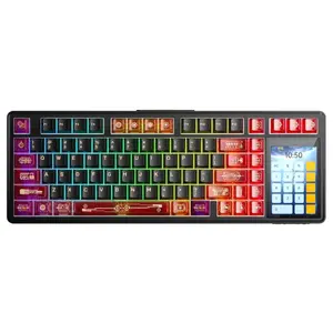 AULA L99 Wireless Mechanical Gaming Keyboard, 96% Layout 3.98" Smart Touch Screen, Tri-Mode USB-C 2.4GHz and BT5.1, 8000mAh Battery, Hot Swappable 84 Keys, Black and Red