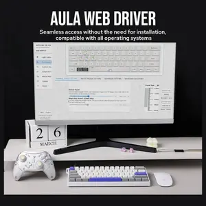 AULA WIN60 HE Max 61-Key RGB 60% Wired Magnetic Switch Gaming Keyboard, Hall Effect Magnetic Switch, 8000Hz Polling Rate, 0.3ms Latency Tested, Grey/White/Blue